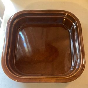 Lg 12.5” AB square brown heavy stoneware farmhouse decor casserole baking dish